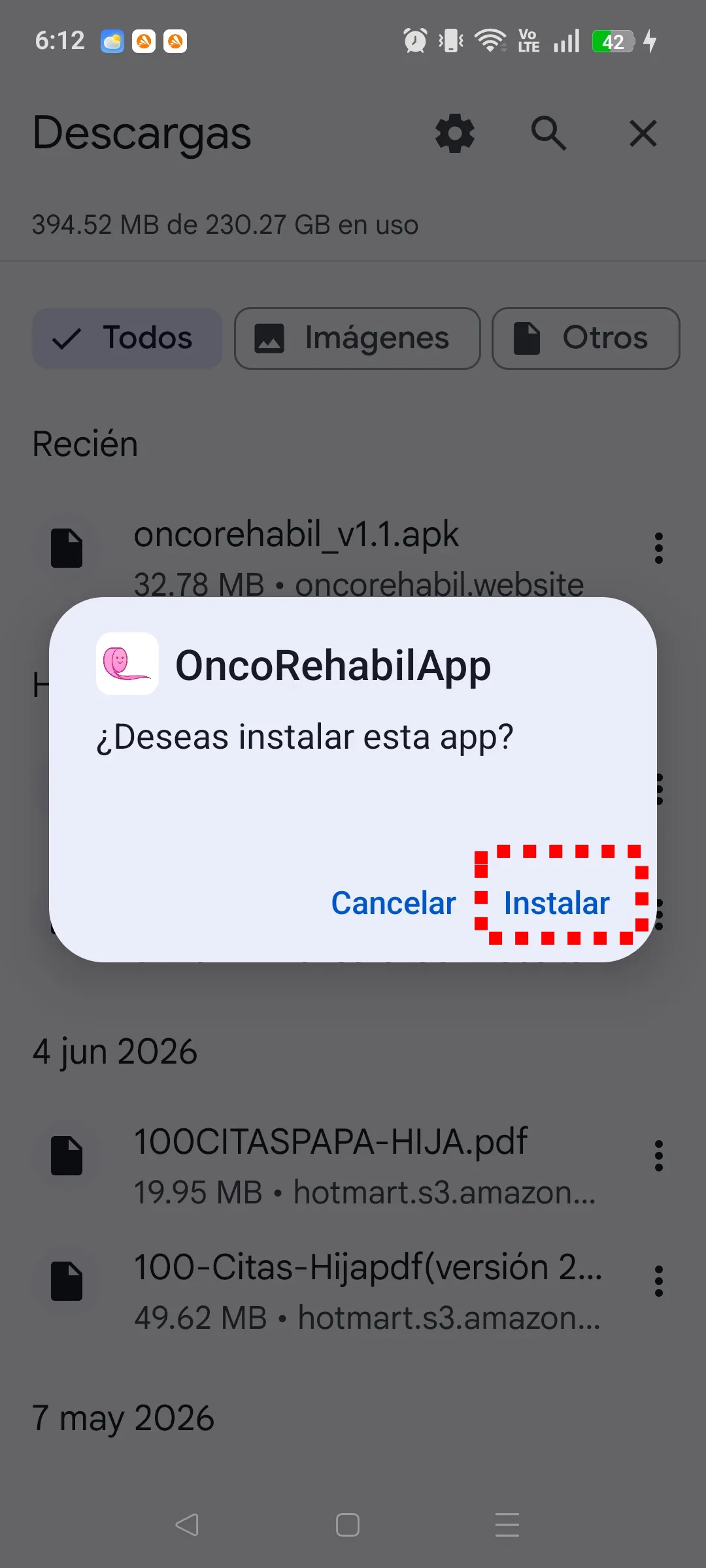 Instalar aplicación