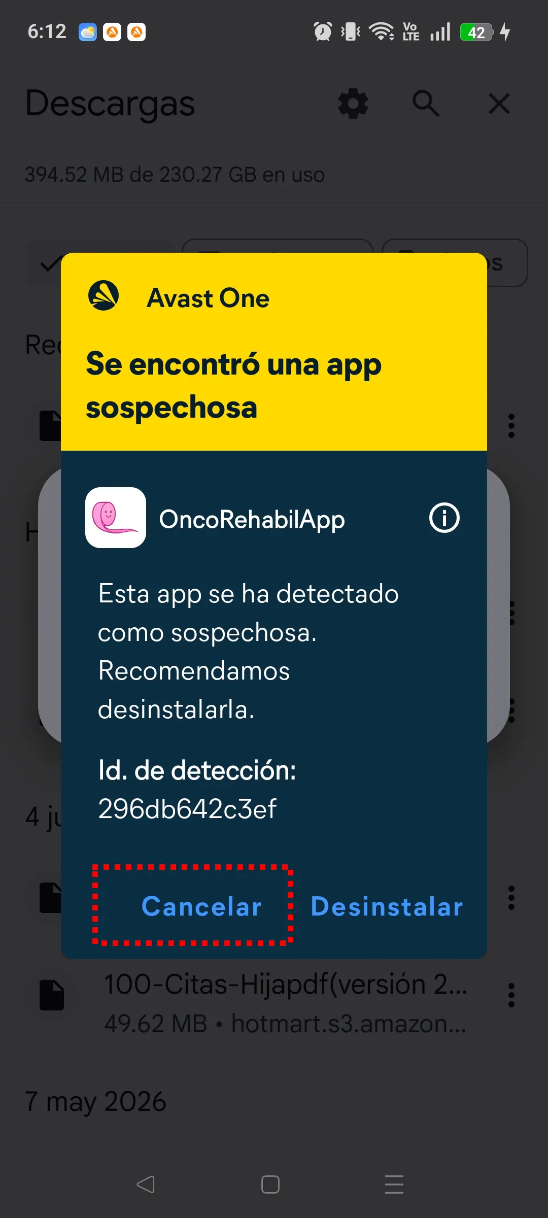 Advertencia de Avast