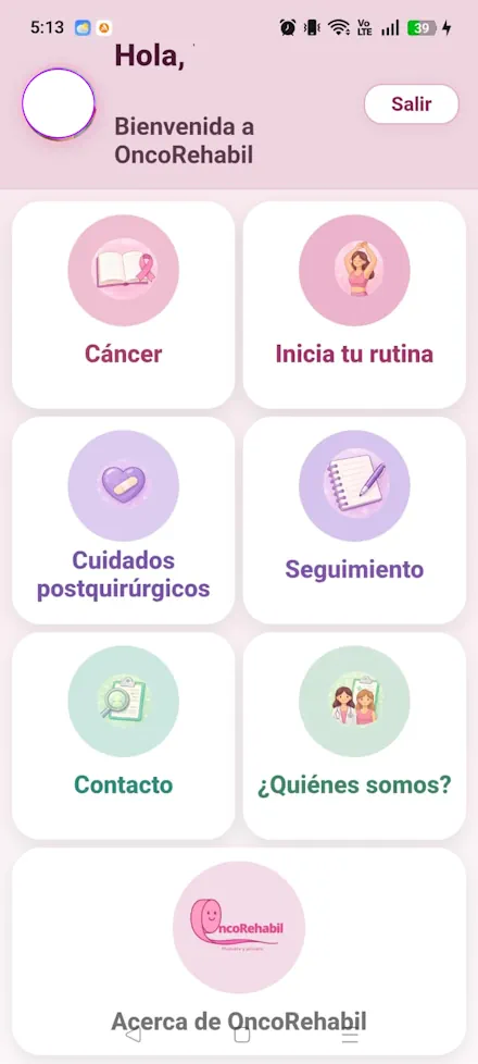 Aplicación móvil OncoRehabil